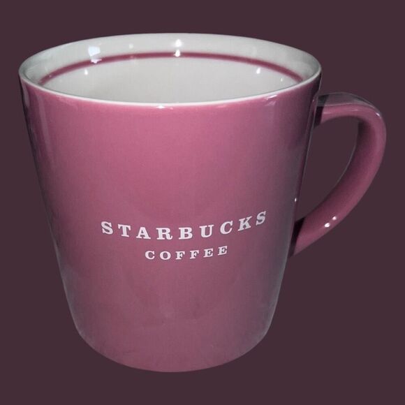 2004 Starbucks Dusty Rose White Starbucks Logo Coffee Mug Tea Cup 12oz. - Picture 1 of 3